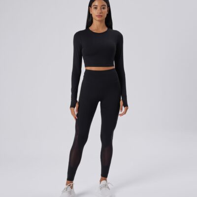 No-Va Athleisure True Strength Mesh Panelled cropped top
